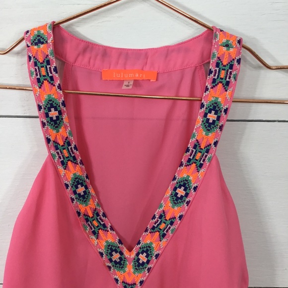 Lulumari beaded neck pink chiffon layered tank - Picture 5 of 7